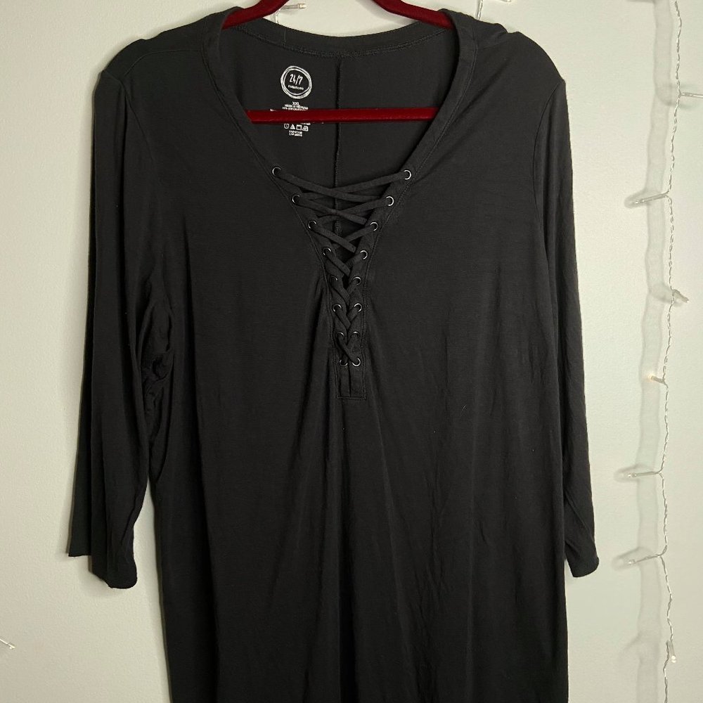 Black Detailed 24/7 3/4 Sleeve